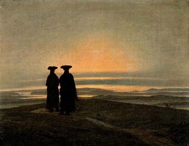 Caspar David Friedrich Evening Landscape with Two Men oil painting image